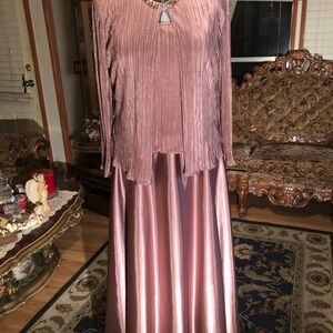 Stylish Gown With Jacket By Cachet S16 Brown 2 Pieces